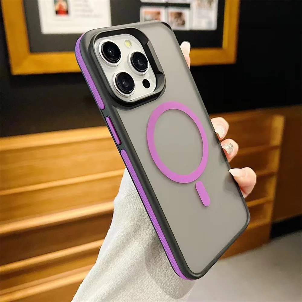 Luxury Matte Double Color Magnetic Shockproof Armor Case