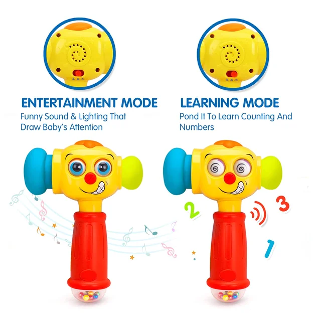 HOLA Baby Boy Toys Light& Musical Baby Hammer Toy for 12 to 18 Months Up Funny Changeable Eyes Baby Hammer Toy 4