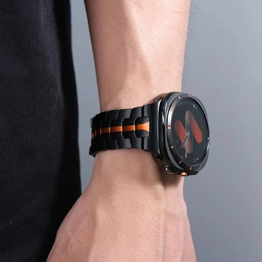 Premium Stainless Steel Watch Band - Elegant Business Style Bracelet, Curved End Design, 47mm