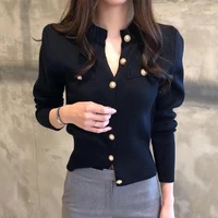 2025 Autumn Long Sleeve Fashion Women Cardigans Sweater Knitted Coat Short Casual Single Breasted Korean Slim Chic Ladies Tops 2