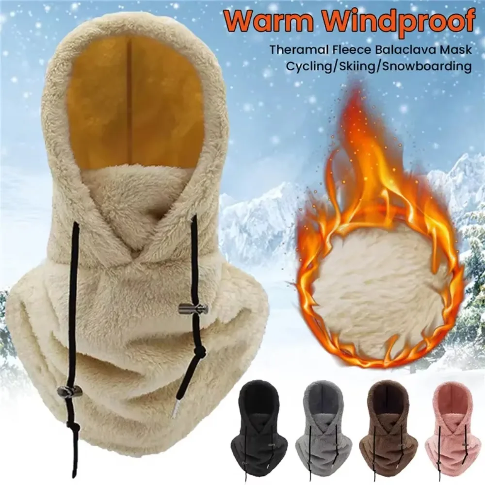 High Quality Arctic Velvet Sherpa Hood Ski Mask Adjustable 3 in 1 Warm Hood Warm Tool Thicken Neck Warm Hooded Men Women 2