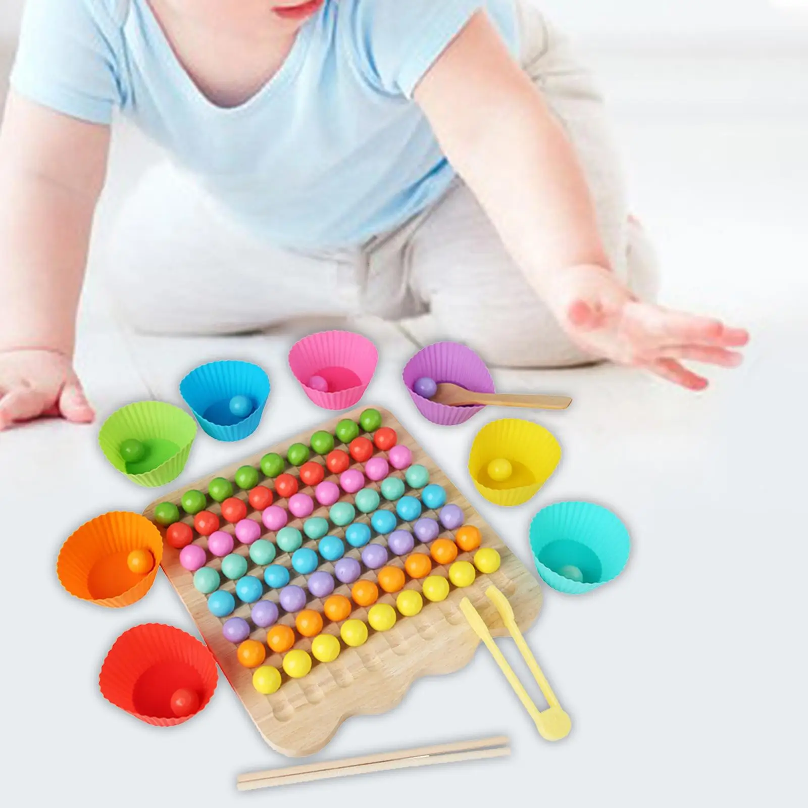 

Wooden Peg Board Beads Games Montessori Toys for Practice Motor Skill Age 3+