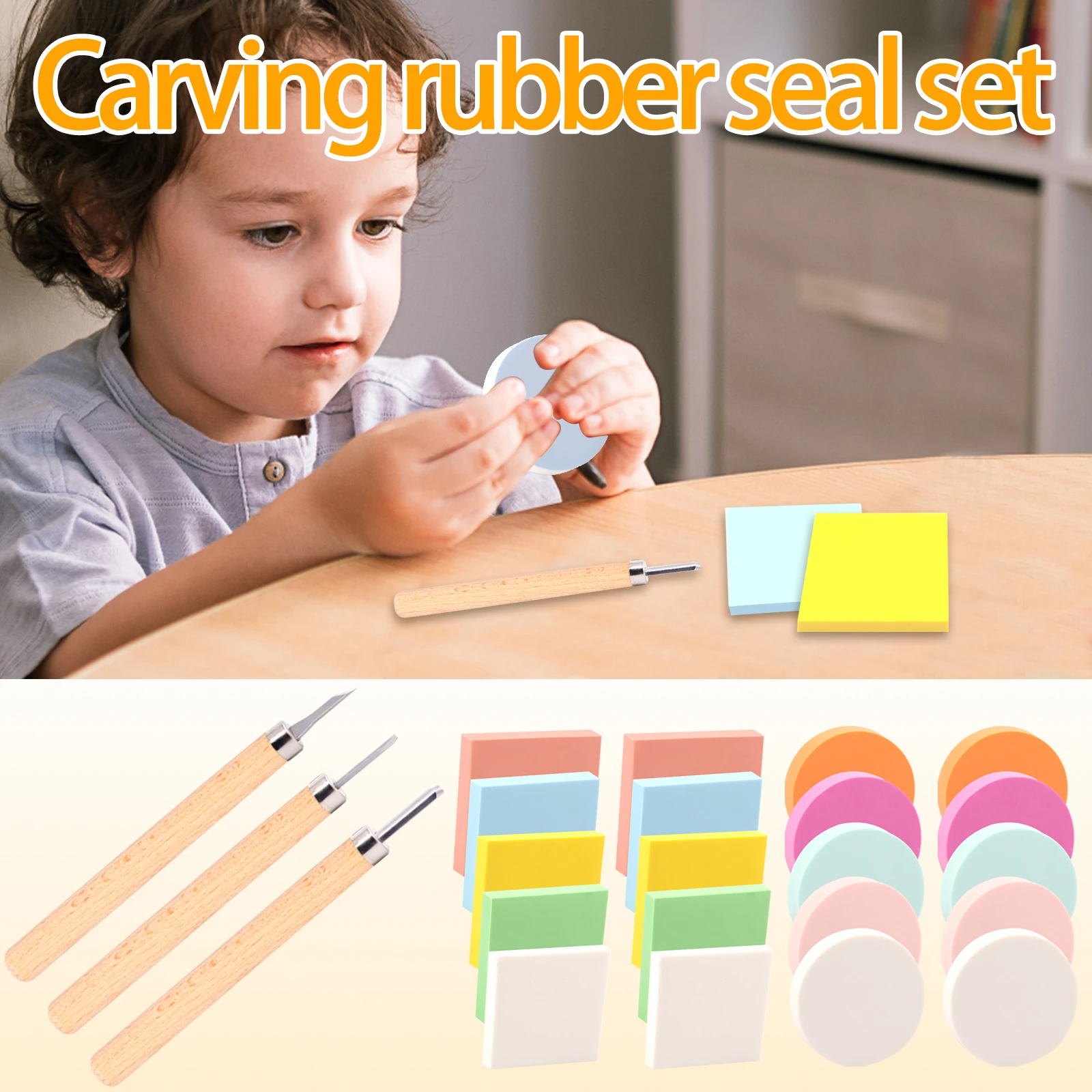 23Pcs Mixed Rubber Stamp Carving Blocks Set Carve Block Printing Carving Block Kit Rubber Blocks with Knives