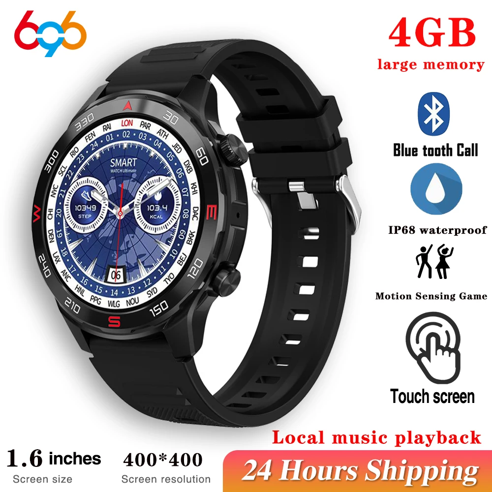 

Смарт-часы мужские/женские с поддержкой воспроизведения музыки, 4 Гб памяти