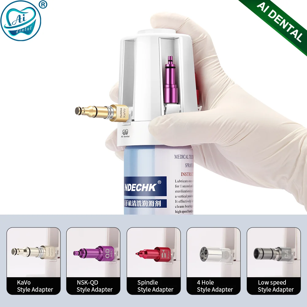 

AI-EC-LS Dental Air Turbine/Contra Angle Handpiece Portable Oil System Chuck Cleaning With NK/KV/SR/WH/BA/E-Type/Spray Nozzle