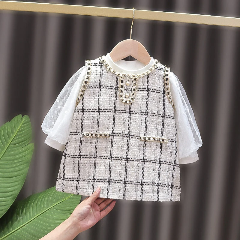 

2022 Spring Autumn Long Sleeve T-Shirt+Sleeveless Dress 2Pcs Retro Clothes For Newborn Baby Girl Clothes