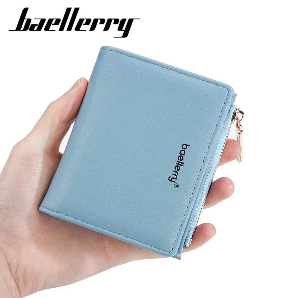 Baellerry Snap Coin Purse Women, Minimalist PU Card Holder with 12 Slots & Zippered Pocket - Slim Front Wallet