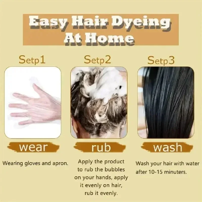 Natural Herbal Plant Hair Dye Shampoo 5 Minutes Change Hair Color Non-irritating Repair Gray White Fashion Hair Care Women Men 6