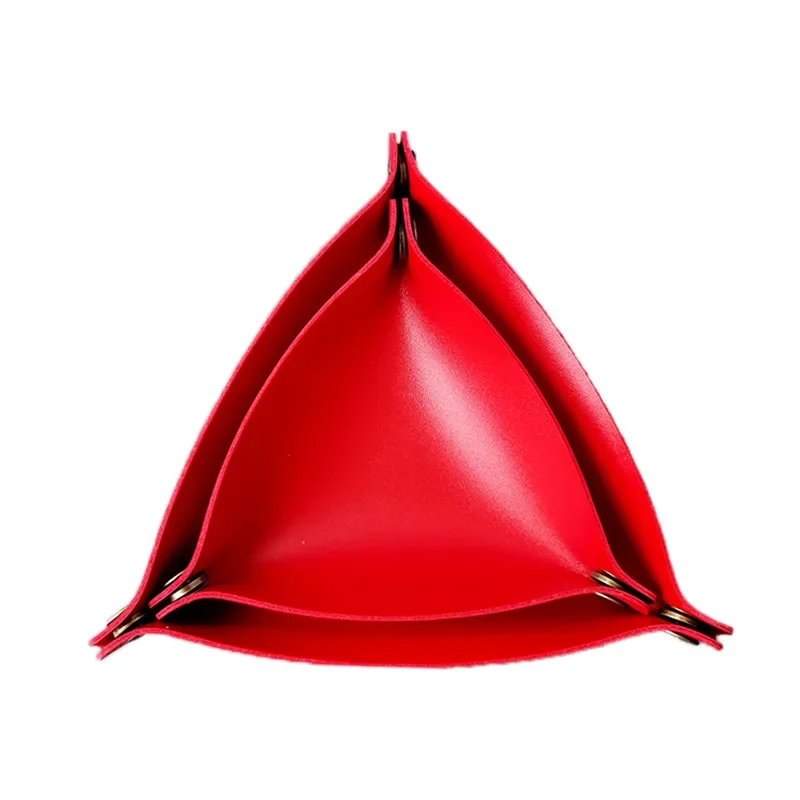 Dice Tray 14 Colors PU Leather Folding Triangle Dice Tray Portable Box Board Games Dice Storage 12.5cm