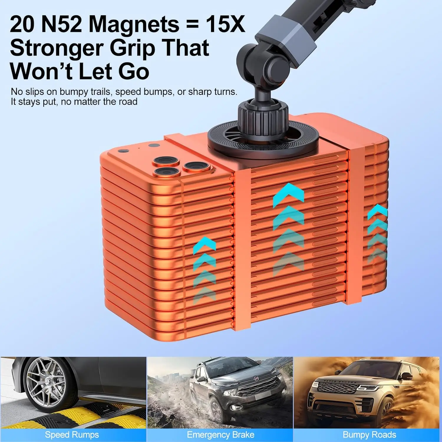 강력한 자석식 차량용 컵홀더 확장기 (맥세이프 네비게이션 스탠드용) 자동차 내부 음료 정리함 수납 액세서리