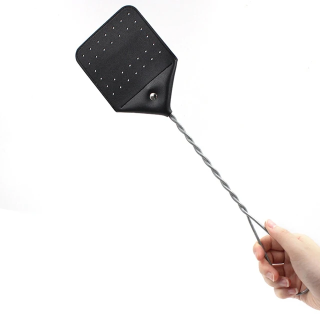 Bőr Fly Swatter Hosszú, Tartós Fém Fogantyúval Beltéri Szabadtéri Hibás Szúnyog Wasp Hever Doury