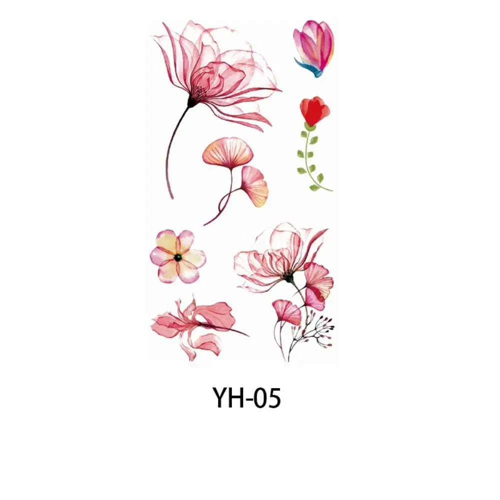 Disposable Watercolor Cherry Blossom Tattoo Sticker Small Fresh Anti Sweat Petal Tattoo Sticker Waterproof Coloured Drawing