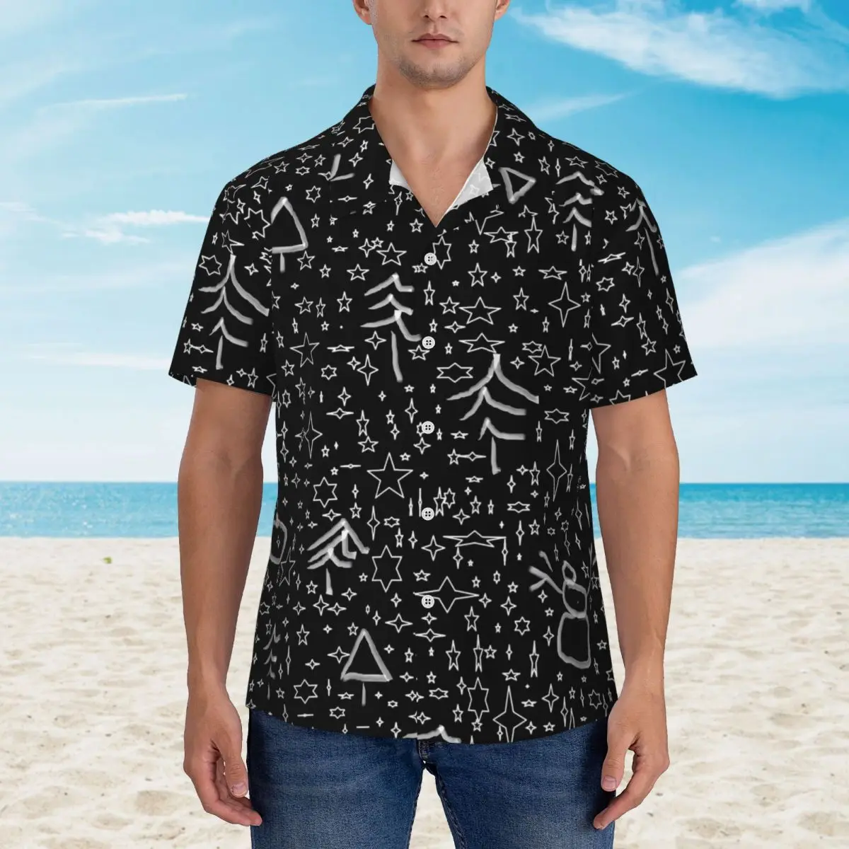 

Starry Night Beach Shirt Mens Cute Famous Painting Casual Shirts Hawaii Short Sleeve Graphic Trendy Oversize Blouses Gift Idea