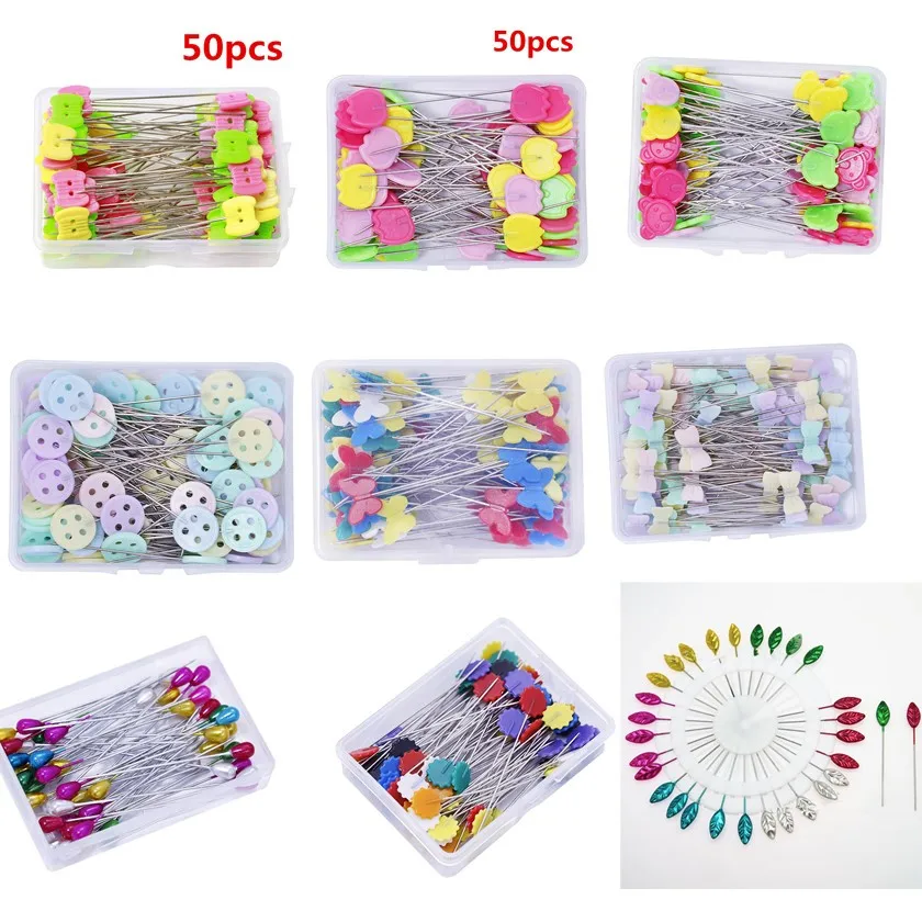

50Pcs Patchwork Pins Dressmaking Pins Sewing Embroidery Tools Needle Fixed Metal Button Pins DIY Sewing Accessories