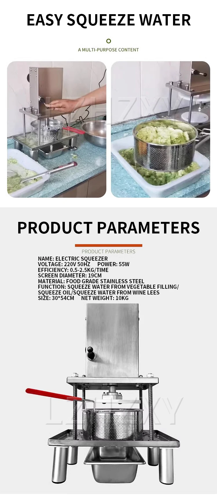 Description Picture 4 of item110/220V Deoiler Squeezer Commercial Juice Press Stainless Steel Electric Grape Honey Juicer Vegetable Dehydration Machine
