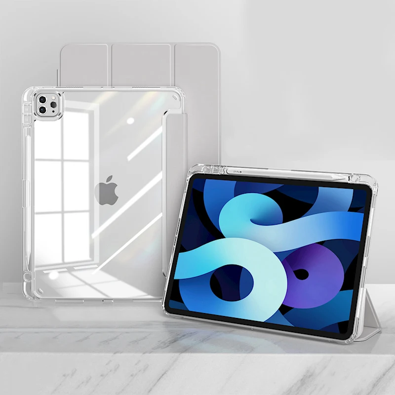 Protective Clear iPad Case with Pencil Holder - Fits Various Models and Generations