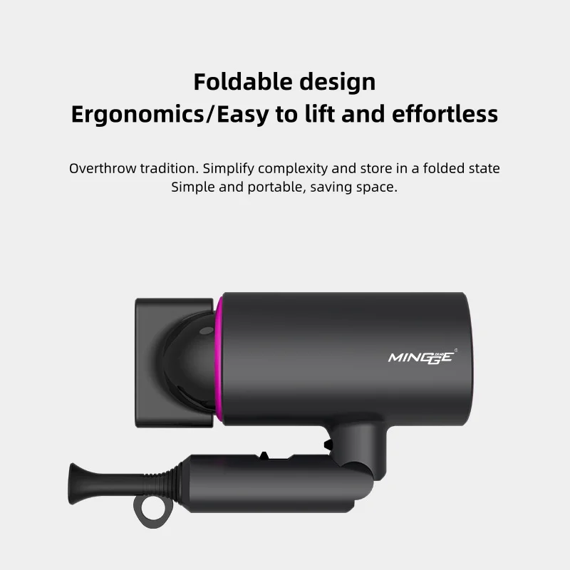110V,220V Hair Dryer Foldable Storage 1800W High-Power EU/US/UK Plug Air Supply Hood And Nozzle Hammer Hair Dryer 2024 New Model 5