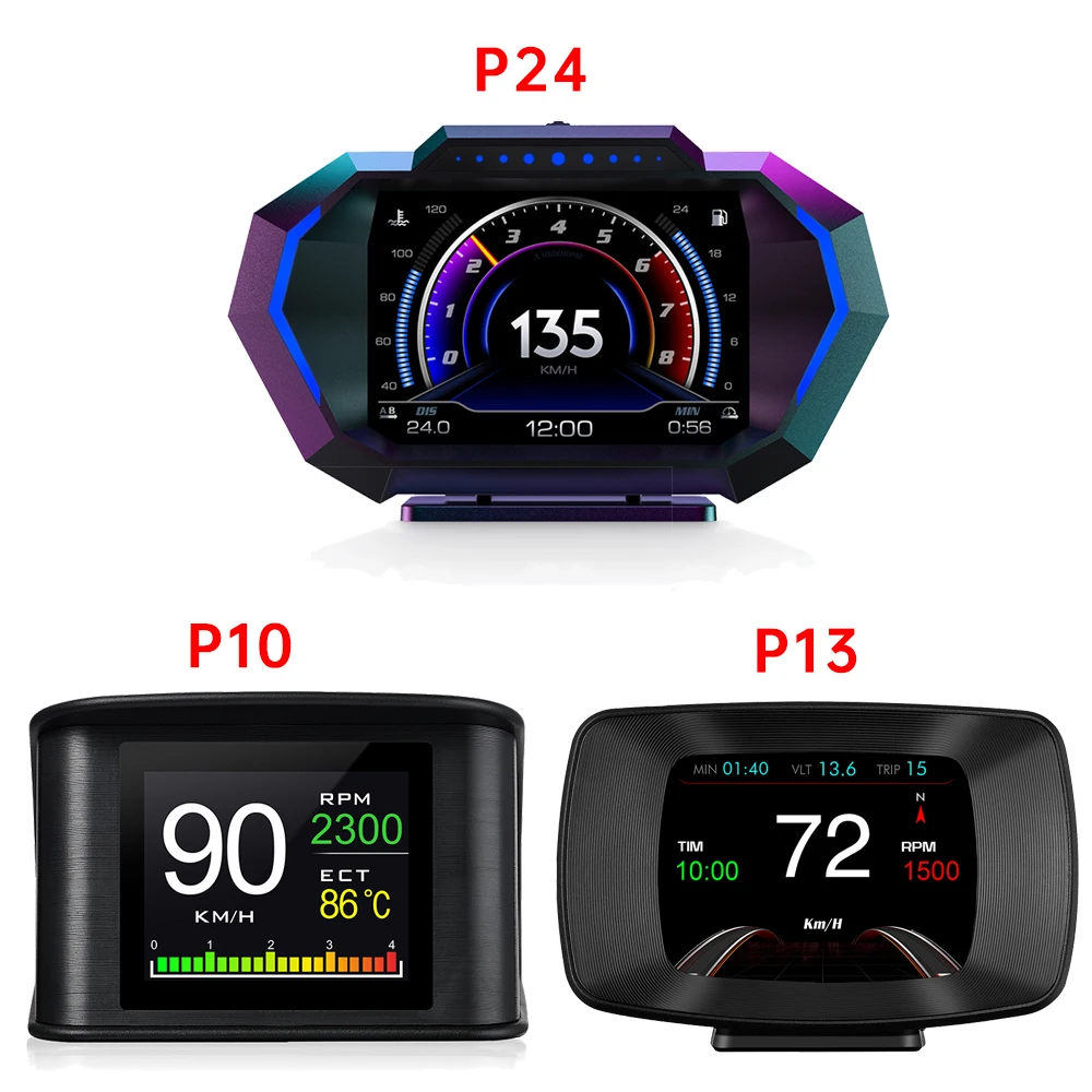 Nuevo instrumento LCD completo multifunción OBD + GPS sistema Dual para coche OBD2 GPS HUD Head Up velocímetro Digital inteligente con alarma de probador