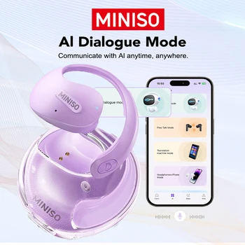 Tradutor miniso x15pro 5.4 bluetooth fone de ouvido tradução fones sem fio viagem escritório, asmr fone de ouvido app