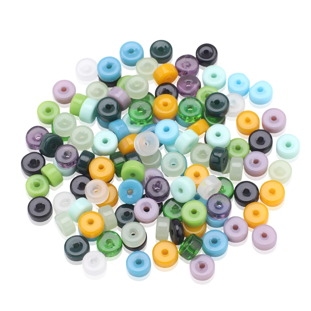 110pcs 3x6mm 크리스탈 유리 플랫 라운드 스페이서 비즈 공예 DIY 쥬얼리 수제 팔찌 목걸이 액세서리 만들기