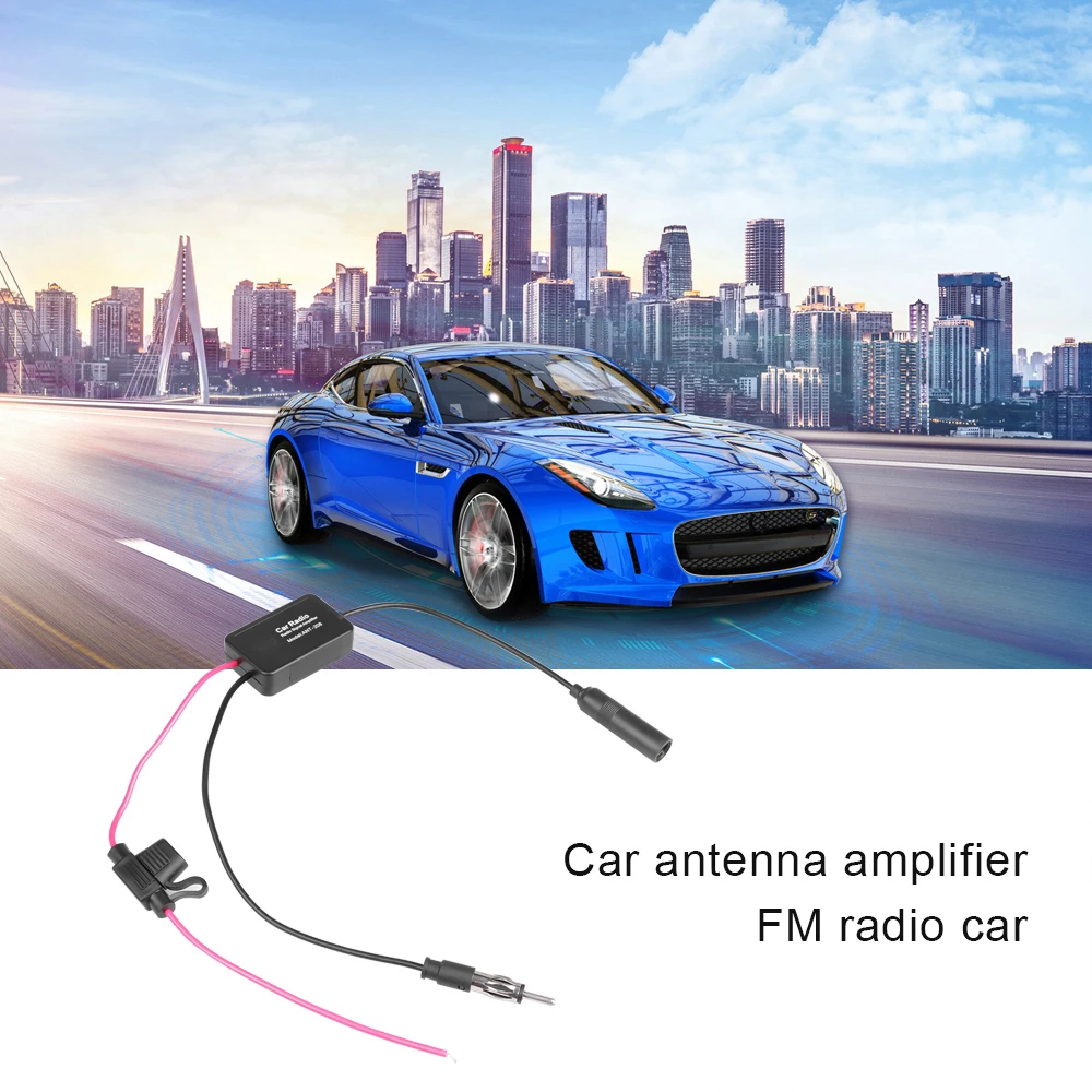 DC 12V-24V Car Radio FM Antenna 88-108MHz 25dB Signal Amplifier Booster FM Amplifier For Marine Car Vehicle Boat 330mm
