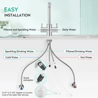 ก๊อกน้ำอ่างล้างจานแบบ 4 ทาง พร้อมฟังก์ชั่นน้ำโซดา ก๊อกผสมน้ำ 4 in 1 น้ำโซดา น้ำกรอง  วัสดุสแตนเลส 304  ผิวสีนิกเกิลขัดเงา ได้รับมาตรฐาน CUPC และ CE 2