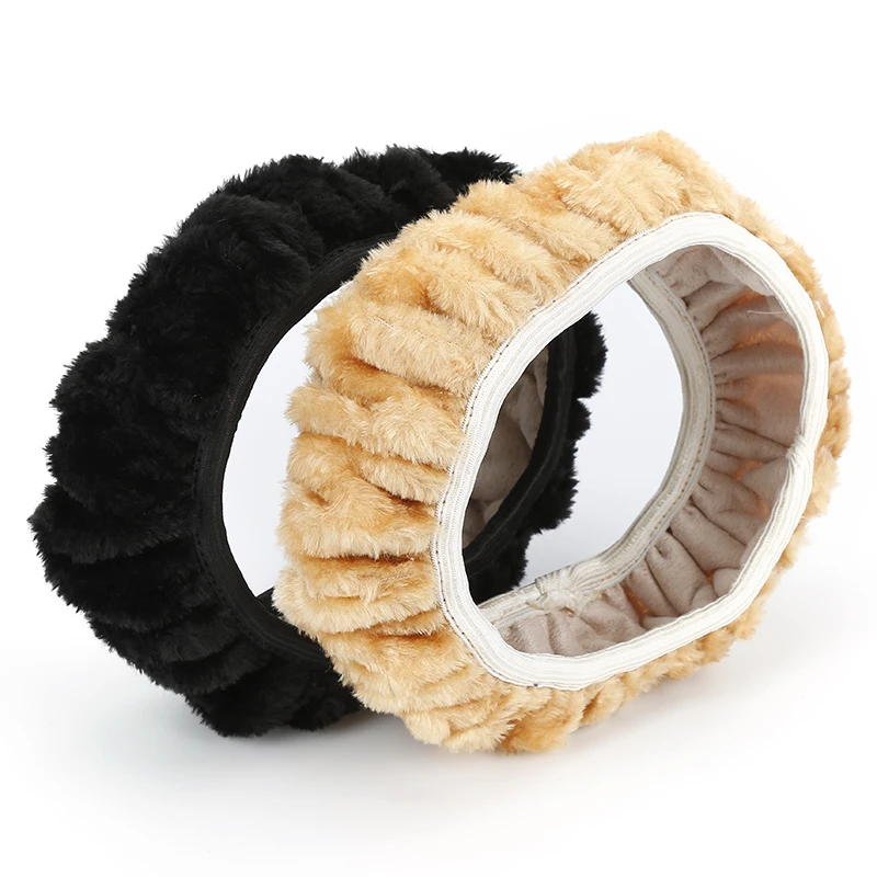 1~10PCS Steering Wheel Cover Black Warm Plush Wool Fuzzy Soft Super Thick Steering Wheel  Protector Decoration car Accessories