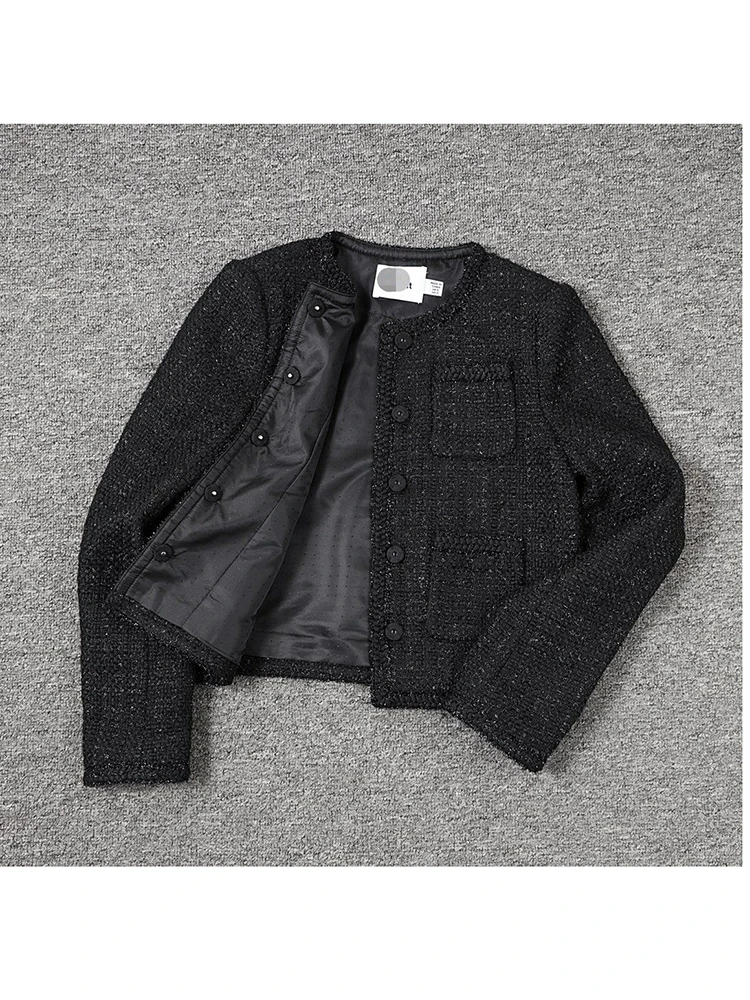 Рисунок 2 - Женский черный твидовый шерстяной пиджак ручной работы