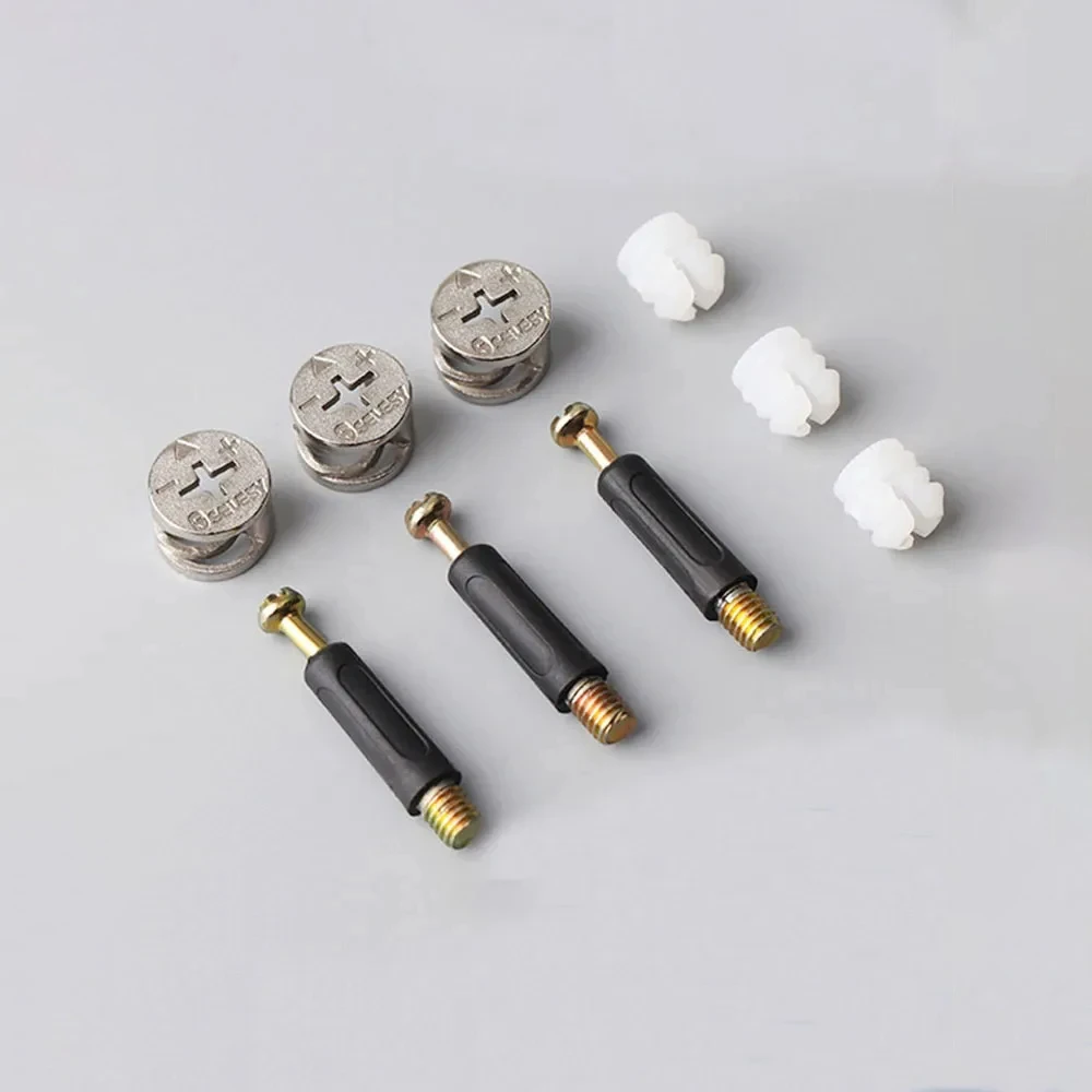 Furniture Bolt and Nut Set Clothes Cabine Desk Link Fixer Connector Eccentric Wheel Hardware Three-In-One Woodworking Nut 20pcs