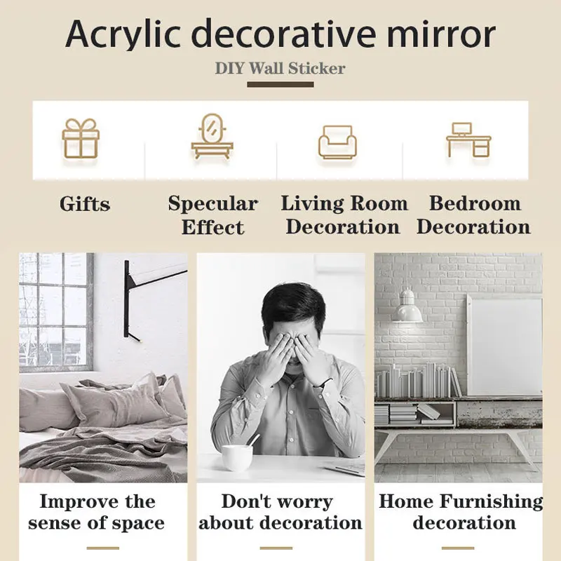 3D Mirror Wall Sticker Self-Adhesive Circular Art Mirror Decals for wall sticker,mirror wall sticker
