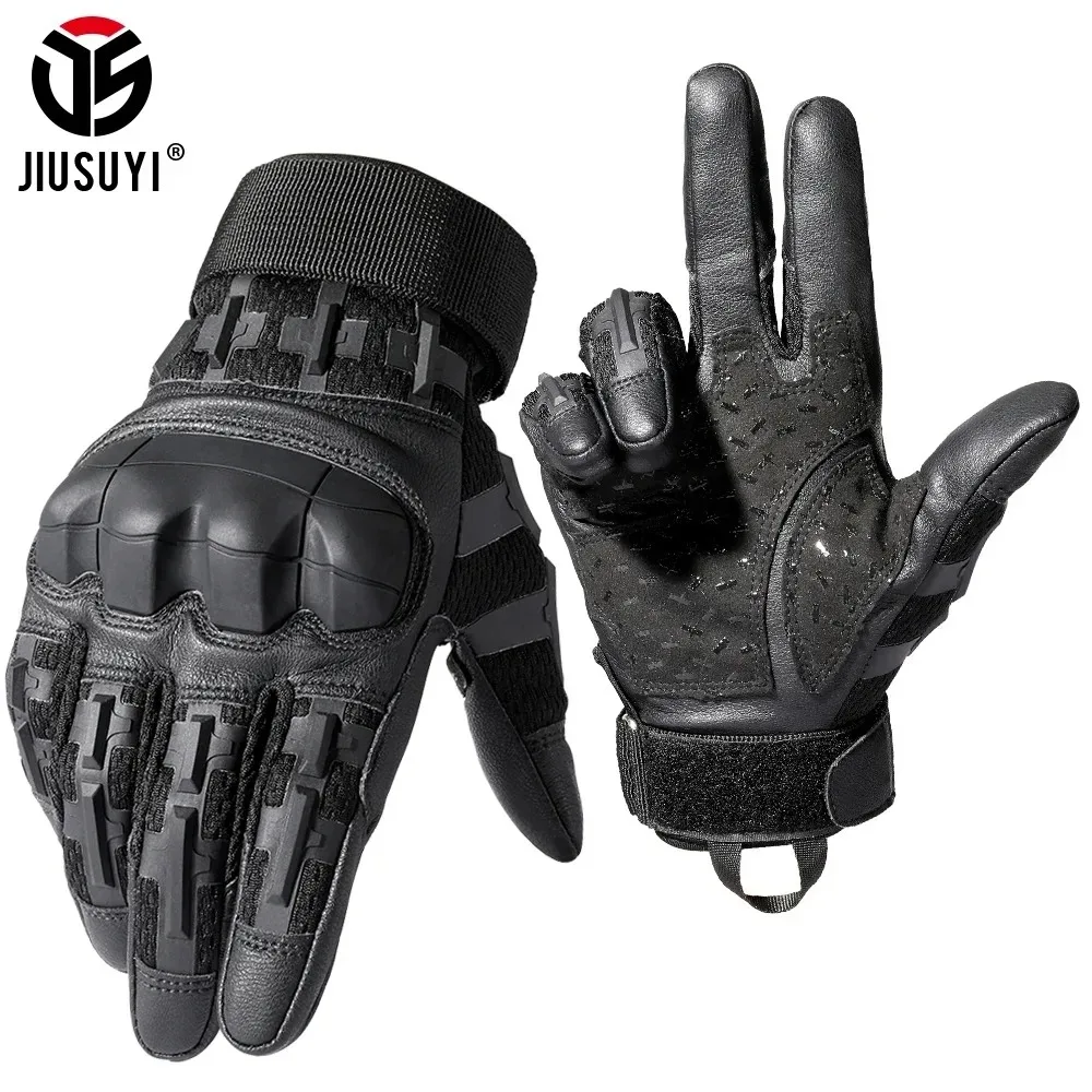 Tactical Full Finger Gloves Military Army Paintball Shoot Airsoft Work Fishing PU Leather Touch Screen Rubber Protective Mittens