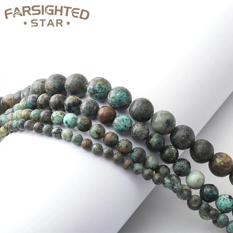 

Farsighte Star Natural Stone African Turquoise Round Loose Beads 4-10mm For Jewelry Making DIY Bracelet Necklace Accessories