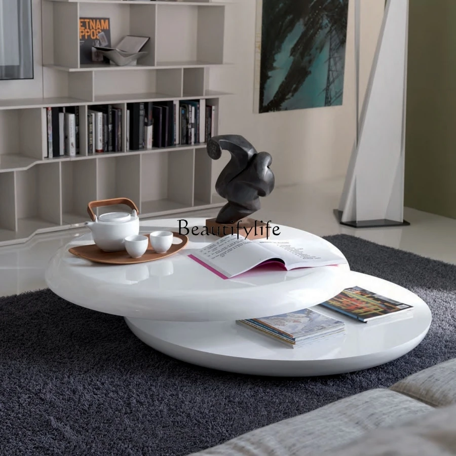 

Modern Light Luxury Minimalist Living Room Stylish Teapoy Anti-Collision round Table Personalized Rotation
