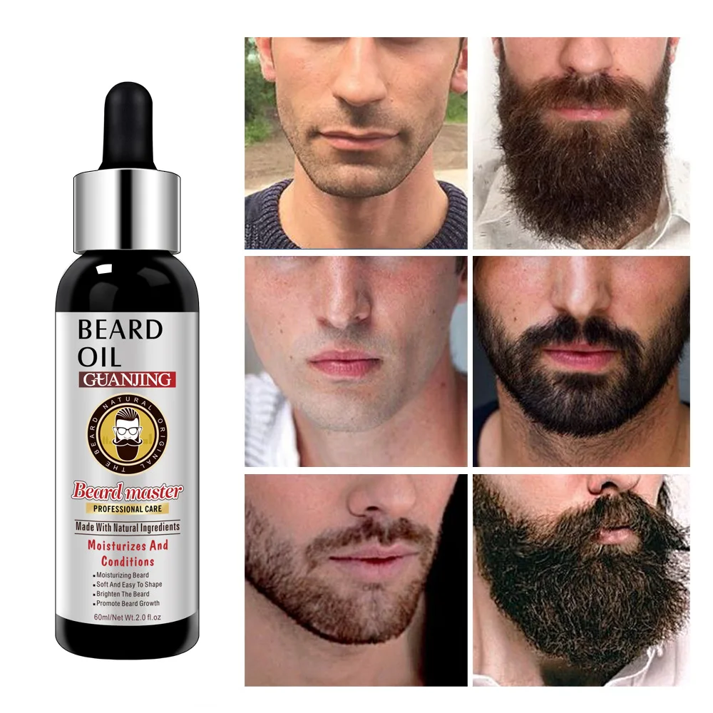 60ml Natural Beard Growth Oil Men Anti Hair Loss Grow Moustache Essential Oil Thicker Fuller Gentlemen's Beard Hair Extension