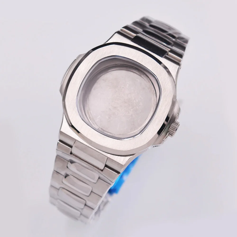 

40mm silver watch case fit NH35 NH36 ETA2836 2824 Miyota8215 821A DG2813 movements Stainless steel strap sapphire crystal Case