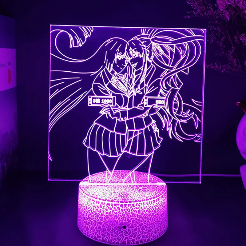 

3d-светодиодная лампа Kakegurui Meari Saotome для спальни, манжет, ночные светильники, аниме, экшн-фигурка, декор для комнаты, подарок для парня