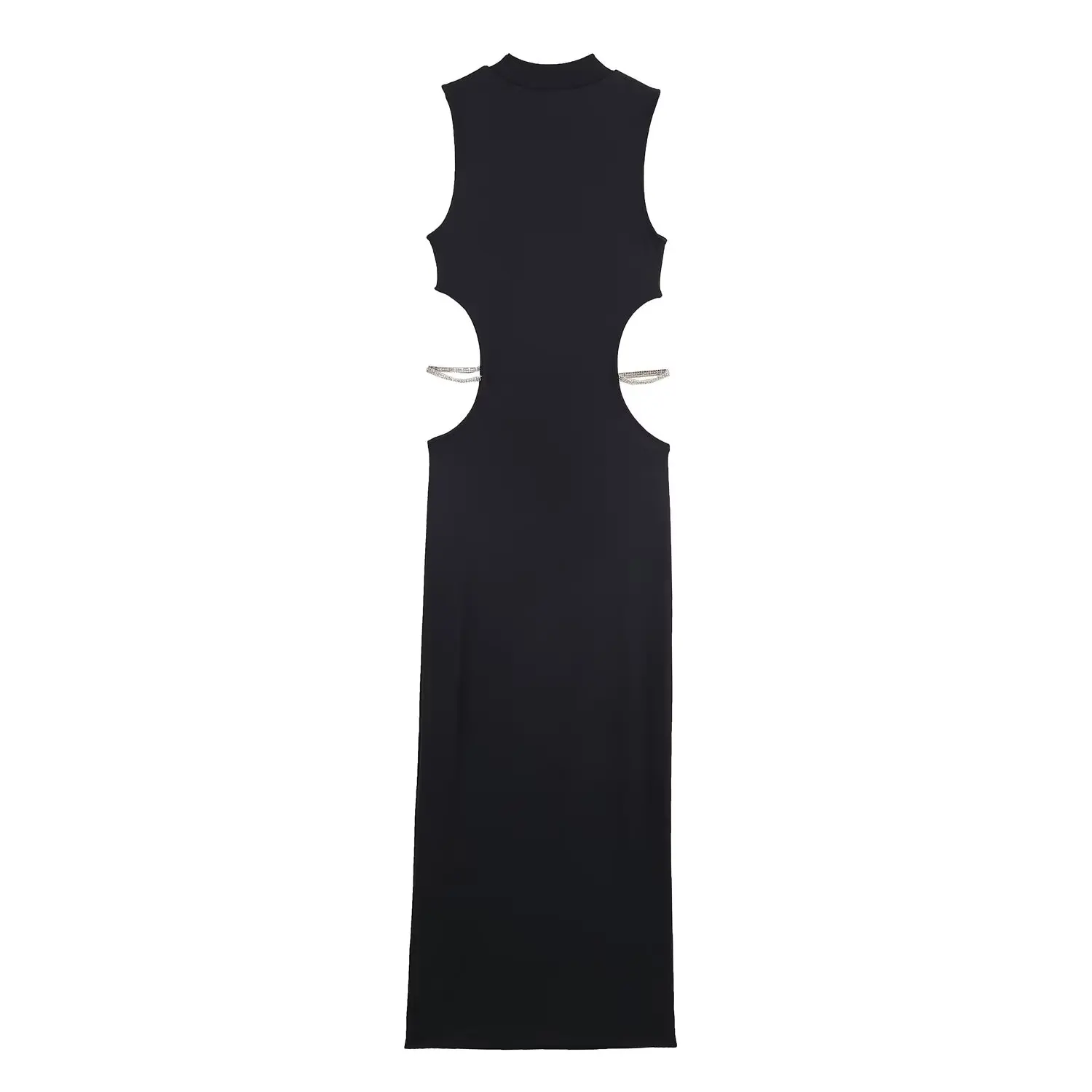 Women Sexy Black Long Dress Female Summer New Jewelry Decoration Hollow-Out Dress Lady High Street Elegant Evening Party Dress
