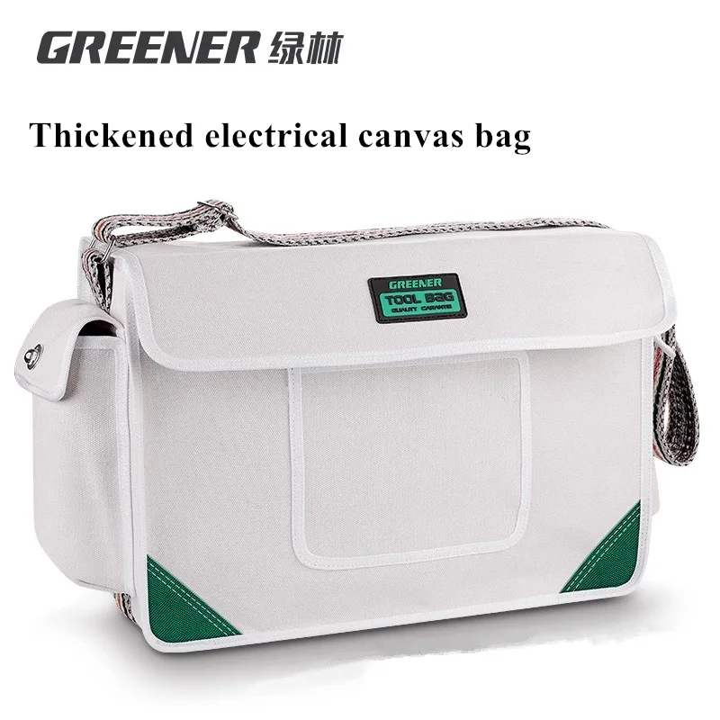 GREENERY Canvas tool kit for electricians, portable, sturdy, and durable woodworking repair site, single shoulder tool bag