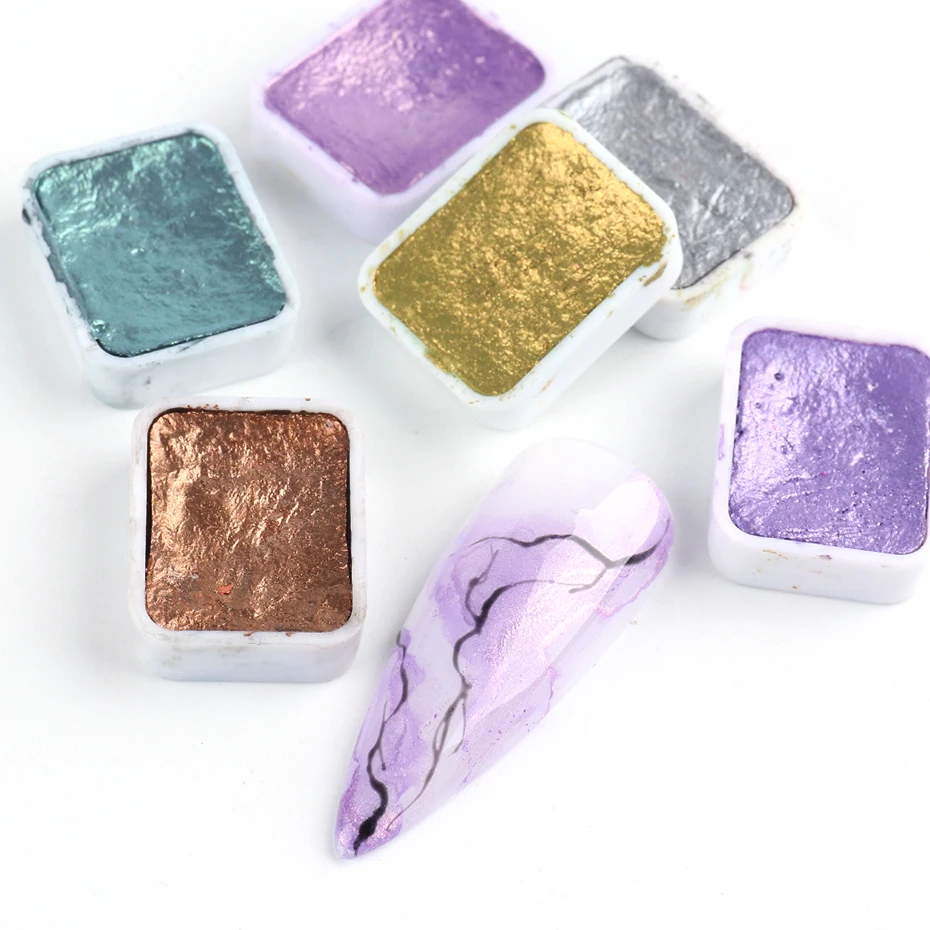 6/12pc Blooming Paints Watercolor Powder For Nails Abstract Nail Art Pigment Magic Pearl Chrome Polish Manicure Glitter BE1838-2
