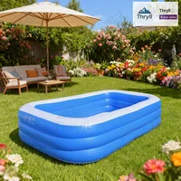 Piscine gonflable rectangulaire pour usage domestique, fabriquée en PVC durable, idéale pour les rassemblements familiaux, les fêtes d'été et les loisirs en plein air. 5