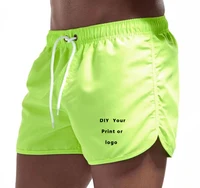Custom Logo Men's Swim Trunks Beach Shorts Drawstring with Mesh Lining Elastic Waist Plain Breathable Soft Casual Shorts 2
