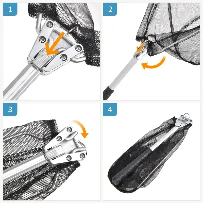 Heavy Duty Folding Fishing Landing Net with Adjustable Pole Handle