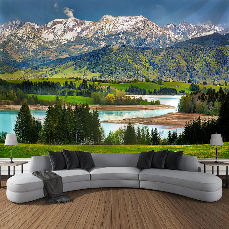 Natural Scenery, Hilly Grassland Tapestry, Art Decoration, Curtain, Hanging, Home, Bedroom, Living Room Decoration Tapestry Decor