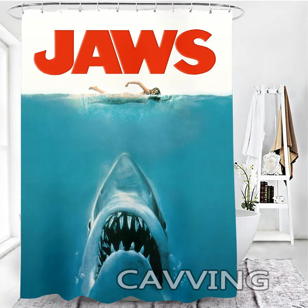 Movie Jaws 3D Shower Curtains Waterproof Bathroom Curtain Anti-slip Bath Mat Set Toilet Rugs Carpet Home Decor J01 Shower Curtains