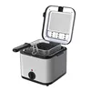 2.5L Stainless Steel Deep Fat Fryer Removable Internal Basket Temperature Control Multipurpose Mini Frying Pot For Fried Chicken 1