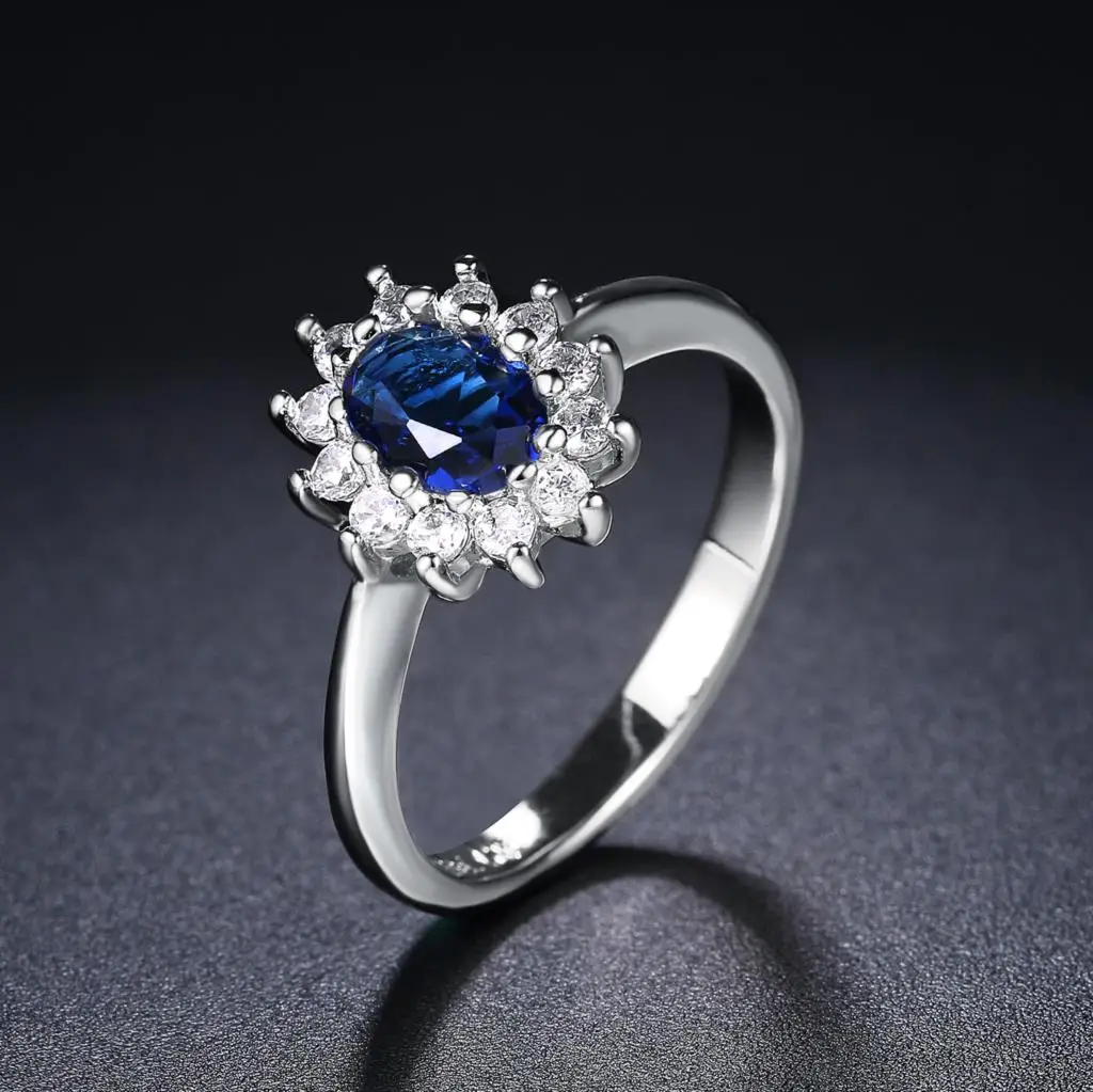 Princess Kate Rings For Women Blue Crystal Wedding Engagement Bridal Promise Marriage Ring For Bride Female Fashion Jewelry R076 womens ring
