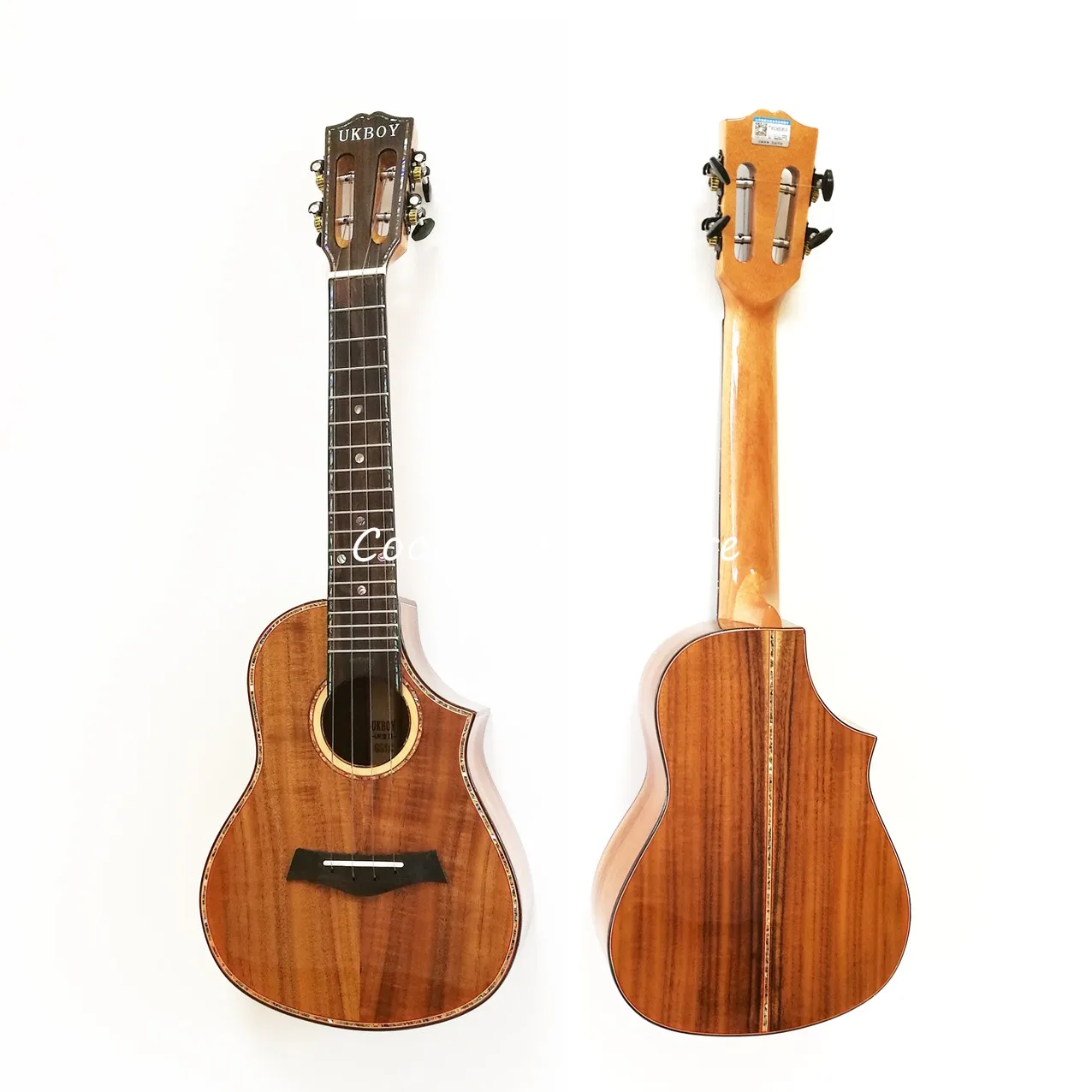 All Solid Wood Ukulele,Solid Koa Wood Top,Mini Acoustic Guitar,Cutaway