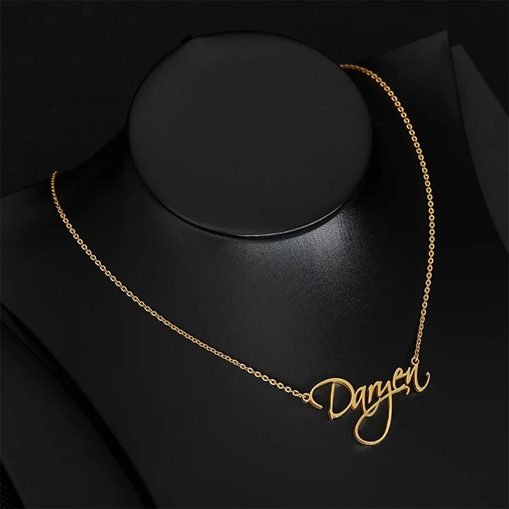 Personalisierte Halsketten mit kursive Namen für Damen und Herren, aus Edelstahl, mit individuell gestaltbarem Anhänger, personalisierte Halskette, Schmuckgeschenk. – Detail 5