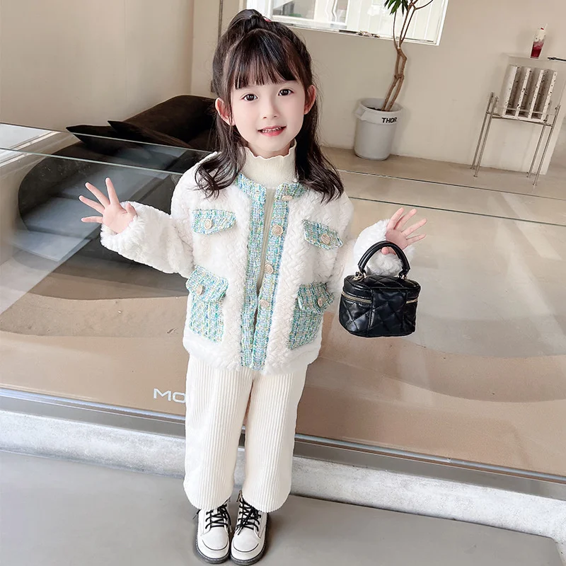 

Girls Coat Jacket Winter Cotton Windbreak 2023 Princess Warm Plus Thicken Furs Overcoat High Quality Children's Clothing