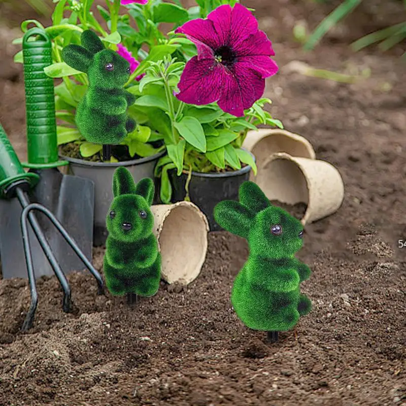 Easter Bunny Yard Stakes Rabbit Flower Pot Stakes Easter Spring Theme Animal Sign For Flower Pots Walkways Patios
